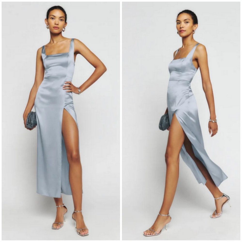 💕REFORMATION💕 Solay Silk Dress ~ Mineral 10 NWOT
